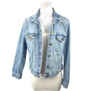H&M Women's Blue Collared Long Sleeve Button Down Overshirt Denim Coat Jacket M